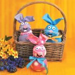 purple, blue and pink easter sock bunnies