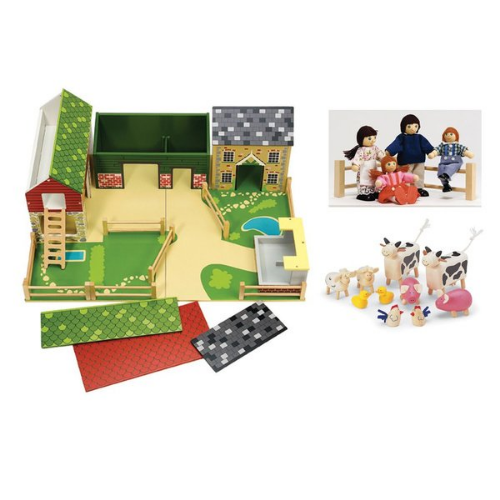 wooden play farm set