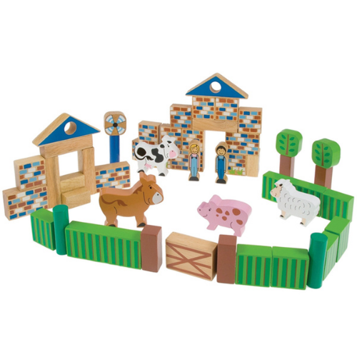 wooden farmyard building blocks