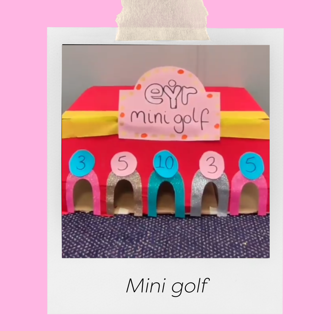 mini golf made from a cardboard box