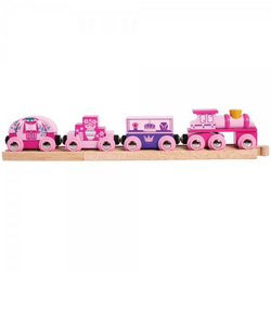 pink toy train with 3 carriages